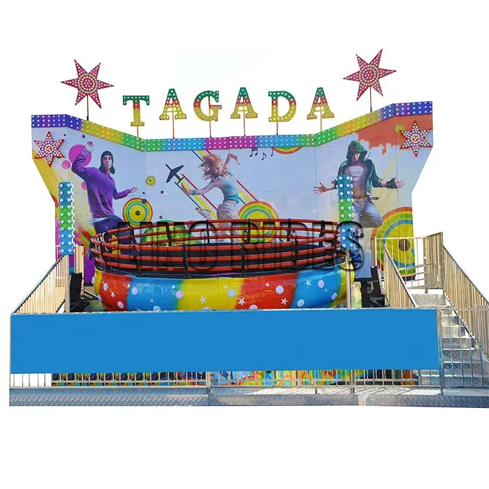 Популярный тематический парк развлечений, детские аттракционы, вращающийся аттракцион, сумасшедший танцевальный диско-круг Tagada