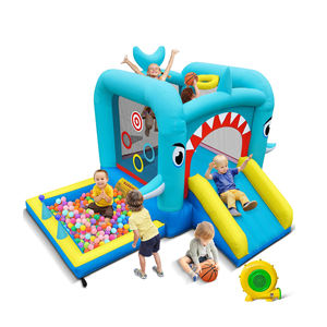 Château gonflable de jeu intérieur/extérieur, trampoline, toboggan combiné pour enfants de 3 à 6 ans avec souffleur de 370 W - Product Image 1