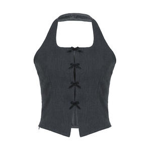 Top Donna Nuovo Stile con Fiocco, Collo Quadrato, Halter, Slim Fit, Effetto Snellente - Product Image 6