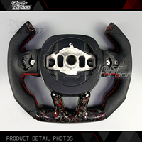Volant de direction en fibre de carbone forgée rouge personnalisé, style F1-Sport pour Dodge Charger & Challenger SRT RT Hellcat 2019-2023