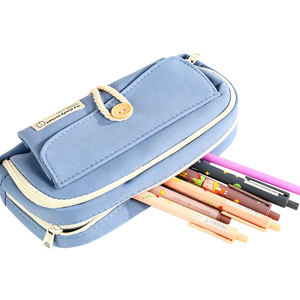 Estuche de Lápices BECOL Promocional de Gran Capacidad para Escritorio, Estuche de Lápices de Tela Suave de Color Sólido con Bolsillo Frontal y Clip - Product Image 4