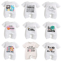 Romper Bayi Unisex Ramah Lingkungan, Bahan Katun, Lengan Pendek, Kancing Tekan, Polos, Pola Dapat Disesuaikan, Bernapas
