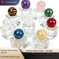 Bouchon de flacon de parfum sphérique en quartz rose naturel brut, fabriqué en usine, en pierre de cristal rechargeable pour l'aromathérapie