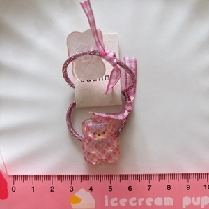 ยางรัดผมเด็กลายผีเสื้อลายตารางสีชมพูน่ารักใหม่ - Product Image 4