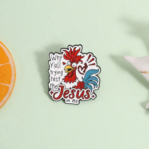 Broches de Esmalte con Diseño de Gallo Rojo de Jesús, Tema de Creencia Religiosa, Venta al por Mayor - Product Image 2