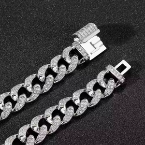 Luxury New Fashion Design 925 Sterling Silver 14mm Moissanite Cut Iced Cross <b>Infinity</b> Cuban Link Chain Necklace Hip Hop Style - Product Image 5