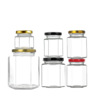 Botol Madu Kaca Segi Enam Mewah Grosir dengan Segel Kustom, Tutup Ulir, 100ml 280ml 380ml, Botol Madu Kaca Kosong dengan Kotak untuk Dapur