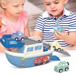 Barcos pista coche juguete niños multifuncional plástico Deformable Musical dibujos animados barco tirar hacia atrás pista Coche - Product Image 2