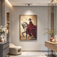 Art mural luxe porcelaine cristal incrustée diamant, portrait dame africaine élégante avec cheval pour décoration maison