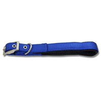 Collier pour chien en nylon rembourré à double couche 25 mm-30 mm Doublure synthétique douce Matériel chromé Oeillets métalliques 6 tailles Collier pour animaux de compagnie