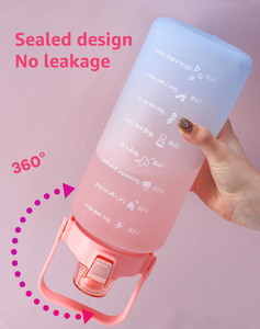 Bouteilles d'eau en plastique de grande taille personnalisées avec impression, 2000 ml (68 oz), en PET, sans BPA, avec poignée, pour le sport et la remise en forme - Product Image 3