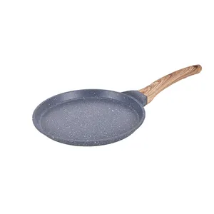 Home Pots Kitchen Cooking Pans Stone Die Casting Aluminum Non Stick Granite Pan With Wooden Handle