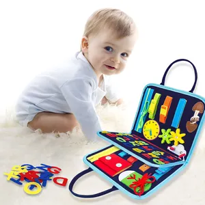 Livro de pano para bebês pré-escolar Montessori, brinquedo infantil de feltro para crianças de 12 meses a 36 meses, brinquedo sensorial para aprendizagem