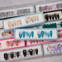 Conception personnalisée de votre propre marque DIY Ongles à presser faciles à utiliser Faits à la main Couverture complète Bâton sur les ongles