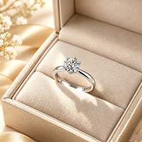 Bague en argent sterling 925 avec moissanite de 1 carat, nouveau modèle, bijoux de luxe, taille réglable, bague de fiançailles pour femmes