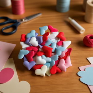 Cuori in tessuto Ilan 2 cm 30 pezzi colore rosso per artigianato e decorazioni - Product Image 3