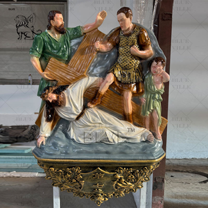 Décoration d'église BLVE, sculpture de Jésus en résine, crucifixion, fibre de verre, 14 stations du chemin de croix FRSD-6711, taille réelle - Product Image 3