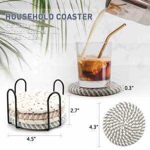 8PCS Cup <b>Coasters</b> for Drinks Absorbent Woven <b>Coaster</b> <b>Set</b> With Holder Farmhouse Cloth Fabric Cup <b>Coasters</b> for Coffee Tea - Product Image 6
