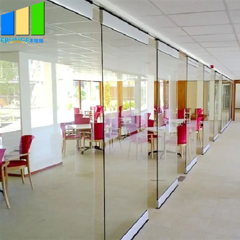 Frameless Office Folding Frosted Mobile Operable Glass Partition Walls System Prices For Multi-Function Room