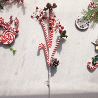 Tiges d'arbre de Noël artificielles, pics rouges artificiels en forme de bonbons pour la décoration de l'arbre de Noël