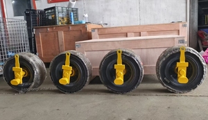 Juego de Ruedas Giratorias para Contenedores de 10 Toneladas de Uso Rudo Tipo Plano de Goma con Elevación Hidráulica para Transporte ISO - Product Image 6