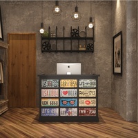 Bureau de réception rectangulaire en MDF GUANKAI pour magasin de vêtements, restaurant, bar, salon de coiffure - Style campagnard américain, ensemble complet