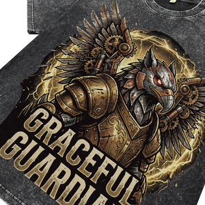 Camisetas de algodón transpirables para hombre, estilo streetwear, con lavado ácido negro, extragrandes, OEM, personalizadas con estampado DTG Steampunk Griffin, para venta al por mayor - Product Image 4