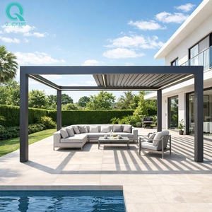 Pérgola de aluminio QINGYING <span class=keywords><strong>con</strong></span> techo retráctil eléctrico tipo lamas - Product Image 1