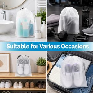 Sac de rangement vierge en EVA mat épaissi et recyclable avec cordon de serrage pour chaussures, vêtements, chaussettes et serviettes - Product Image 5