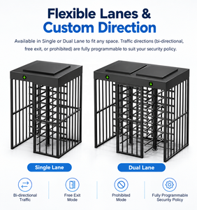Torniquete de Altura Completa con Control de Acceso Bidireccional, Anti-Emparejamiento, Sin Escobillas, con Lector IC, RFID y Código QR para Construcción, Comunidades y Gobierno - Product Image 5