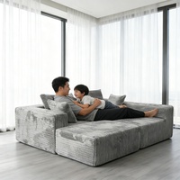 Canapé modulable sans cadre, canapé-lit extensible, canapé compact compressé, canapé en forme de L pour grande famille, salon