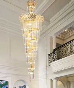 Trendy Gold Spiral Staircase Pendant <b>Light</b> Multiple Pendants for Villa Lighting Long Middle <b>Lamp</b> Size - Product Image 5