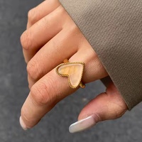 Femmes luxe Vintage 18K plaqué or acier inoxydable Afghan Jade anneau ouvert réglable fiançailles fête bijoux