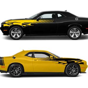 2 uds. Calcomanías laterales universales <span class=keywords><strong>para</strong></span> coche con rayas de llama, pegatinas de vinilo <span class=keywords><strong>personalizadas</strong></span> <span class=keywords><strong>para</strong></span> exteriores de coche <span class=keywords><strong>para</strong></span> coches - Product Image 4