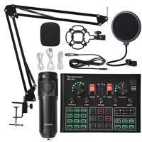 Juego de micrófono Bm800 con tarjeta de sonido V9XPro para estudio Streaming Gaming DJ Karaoke Home Audio Sound System en teléfono PC Mac