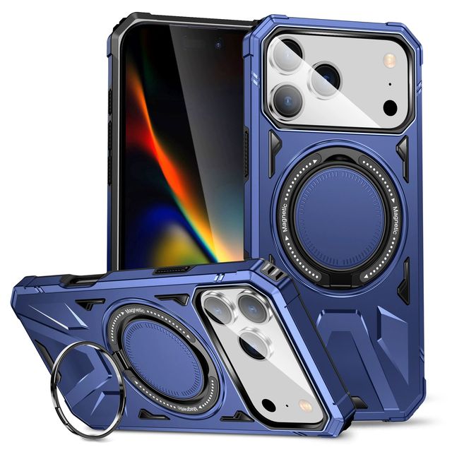 2 in 1 Magnetic Stand Ring Protective Kickstand Covers for iPhone 17 Pro Max 16 15 Pro Max 12 14 Pro 13 11 Mobile Phone Cases