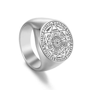 Bague tendance pour homme en acier titane, sept archanges, <span class=keywords><strong>sceau</strong></span> <span class=keywords><strong>de</strong></span> <span class=keywords><strong>Salomon</strong></span>, amulette <span class=keywords><strong>de</strong></span> la Kabbale, bague <span class=keywords><strong>de</strong></span> <span class=keywords><strong>protection</strong></span>, bijoux - Product Image 5