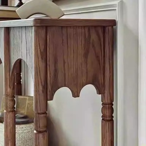 French Retro Style Console Table Solid Wood <b>Narrow</b> Entryway <b>Storage</b> Side Cabinet Living Room Hallway Furniture - Product Image 4