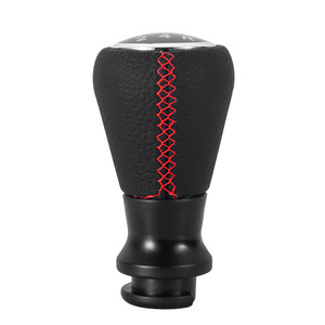 Pommeau de levier de vitesse en cuir avec surpiqûres rouges pour Citroën, style classique, boîte de vitesses manuelle - Product Image 3