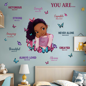 Pegatinas de pared con <span class=keywords><strong>citas</strong></span> inspiradoras para habitación de <span class=keywords><strong>chicas</strong></span> negras, pegatinas decorativas autoadhesivas de PVC con impresión UV, decoración del hogar - Product Image 5