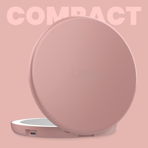Espejo de Maquillaje Portátil Mini con LED, Recargable por USB, Plegable, de Doble Cara, Espejo Cosmético de Bolsillo Redondo HD para Mujer - Product Image 3