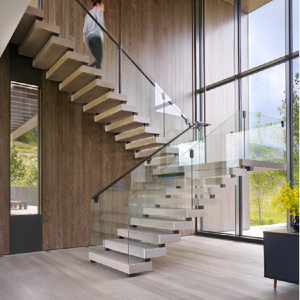 Ace Intérieur <span class=keywords><strong>Marches</strong></span> en bois massif Mono Beam Structure en acier <span class=keywords><strong>Escalier</strong></span> droit avec garde-corps en verre - Product Image 3