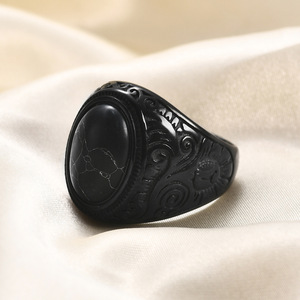 Anillo de Piedra Turquesa con Engaste de Bisel de 22 mm, Joyería de Moda Unisex, Regalo - Product Image 2