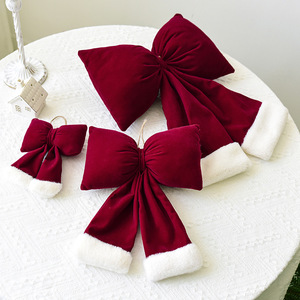 Dekorasi Gantung Pita Natal 3D Beludru Besar Gaya Korea 33x26cm Dekorasi Pohon Natal Dalam Ruangan Modern dan Sederhana - Product Image 1