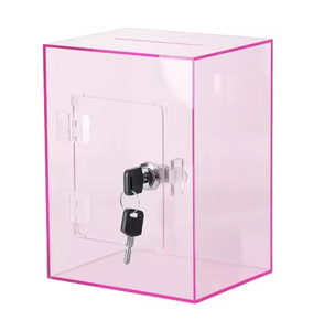 Hucha de acrílico multicolor con cerradura, transparente, rosa, morado, azul, caja para ahorrar dinero, urna de donaciones/sugerencias de acrílico - Product Image 4