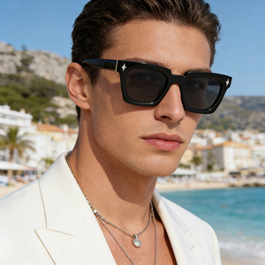 Lunettes de <span class=keywords><strong>soleil</strong></span> polarisées carrées en acétate avec logo personnalisé, protection UV400, pour hommes et femmes, vente en gros, OEM ODM - Product Image 3