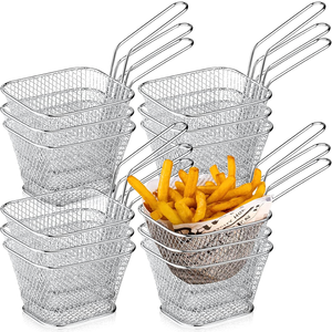 Mini Quadratischer Frittierkorb aus Edelstahl, Wiederverwendbarer Pommes-Frites-Halter, Kleiner Frittierkorb für Küche und Haushalt - Product Image 1
