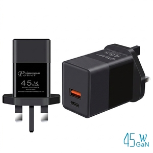 <span class=keywords><strong>Cargador</strong></span> Rápido GaN de 45W con Doble Puerto USB Tipo C y QC 3.0, Enchufe de Pared <span class=keywords><strong>Original</strong></span> del Reino Unido, <span class=keywords><strong>Precio</strong></span> de Fábrica, para Teléfonos Infinix, Apple <span class=keywords><strong>iPhone</strong></span> y Samsung - Product Image 1