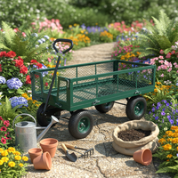 Remorque benne basculante pour conteneur à roulettes et chariot à outils de jardin |   Chariot de jardin utilitaire portable avec cadre métallique, capacité de charge de 250 kg