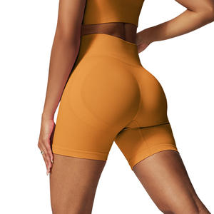 Shorts de yoga taille haute sans coutures pour femme, jaunes, pour fitness, course et sport, séchage rapide, extensibles - Product Image 1